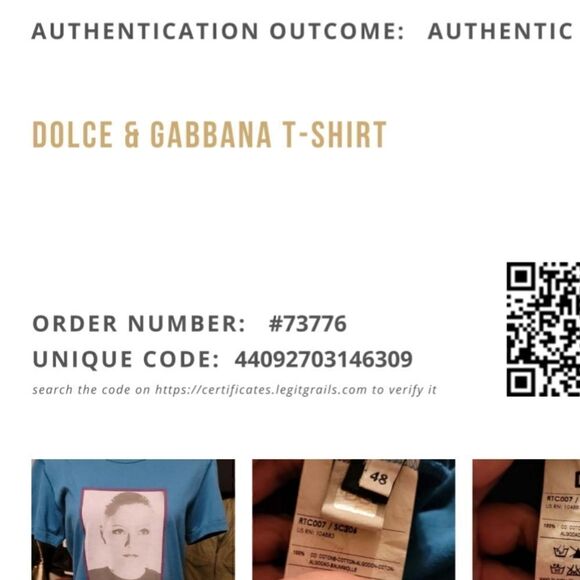 Dolce &Gabbana RARE Greta Garbo Tee Shirt Vintage 90's Size 48 US 38/M With COA - Picture 13 of 13